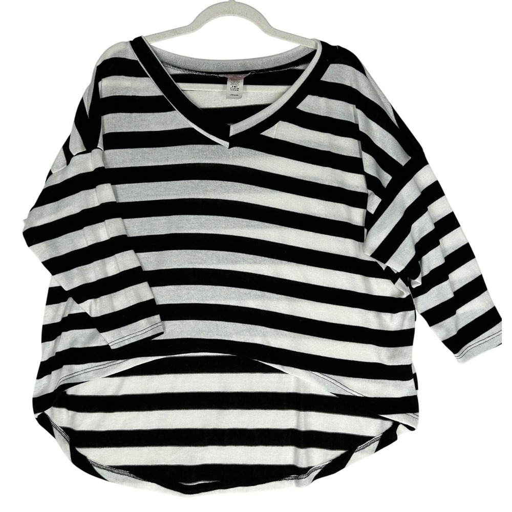 Pretty Young Thing Black & White High Low Light Sweater 3/4 Sleeve Size L NWOT